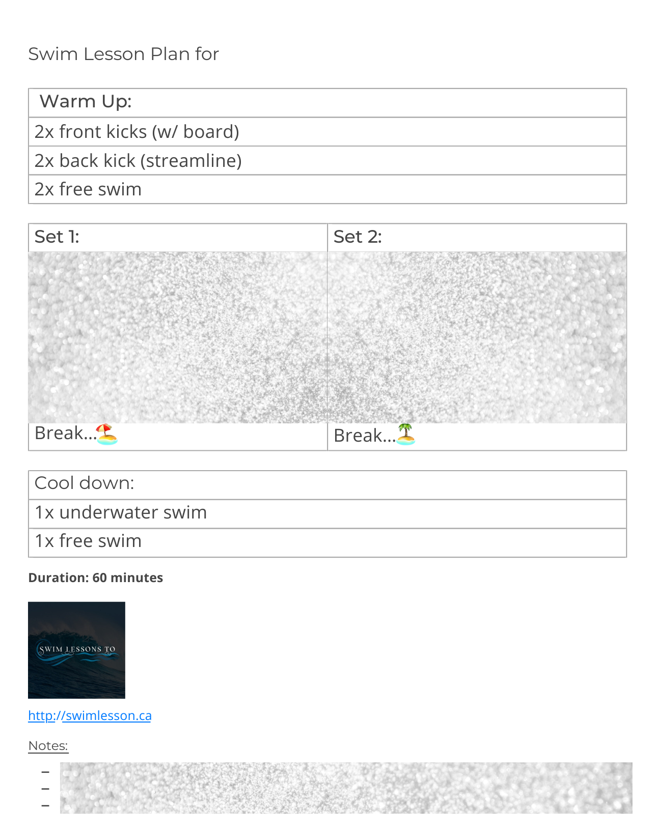 Personalized Swim Workout Plan