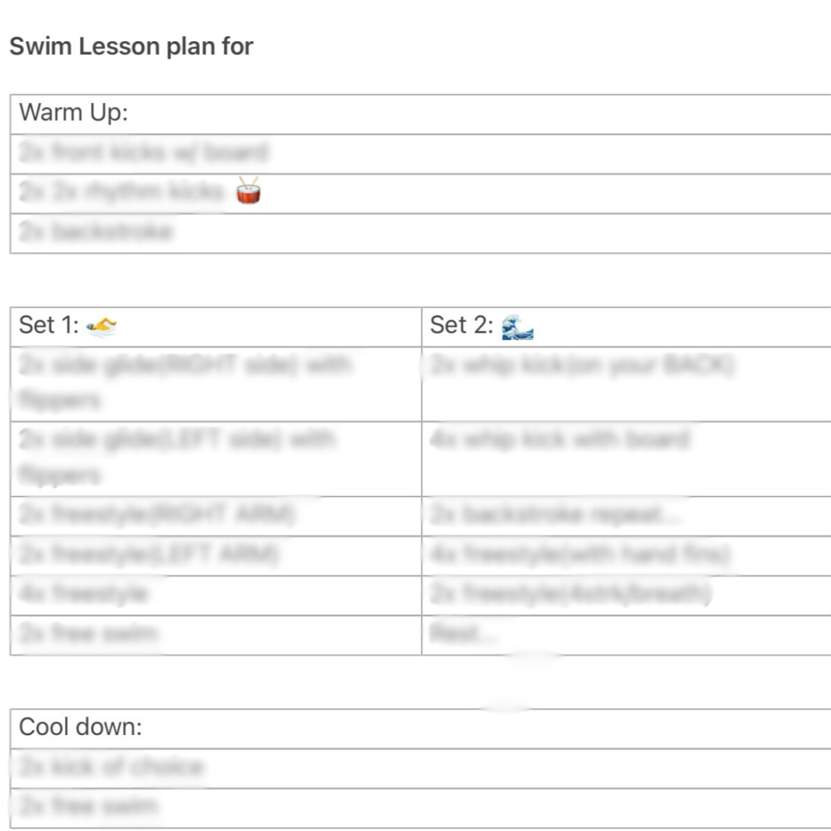 Swim Lesson Plan/Virtual Class